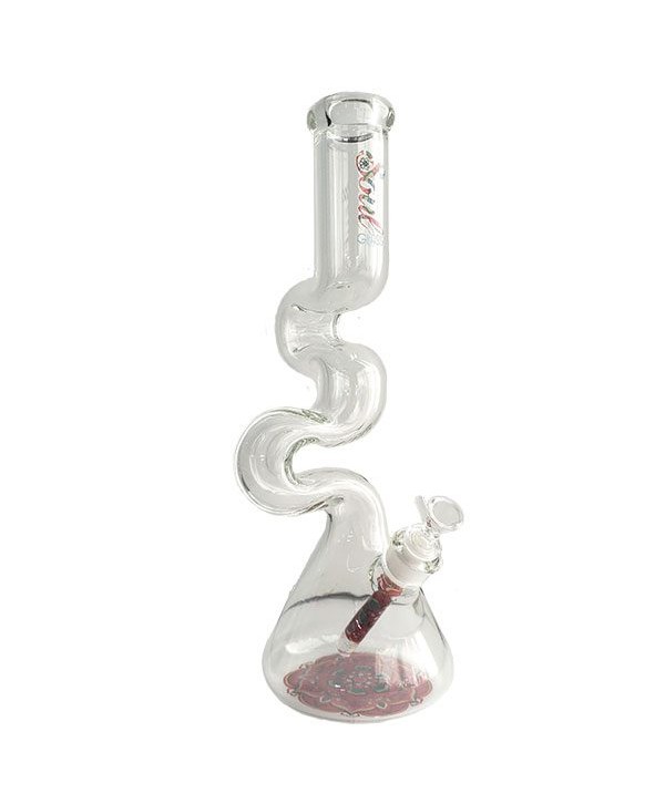 Soul Glass 16.5″ 7mm Zig Zag Clear Bong/Zong