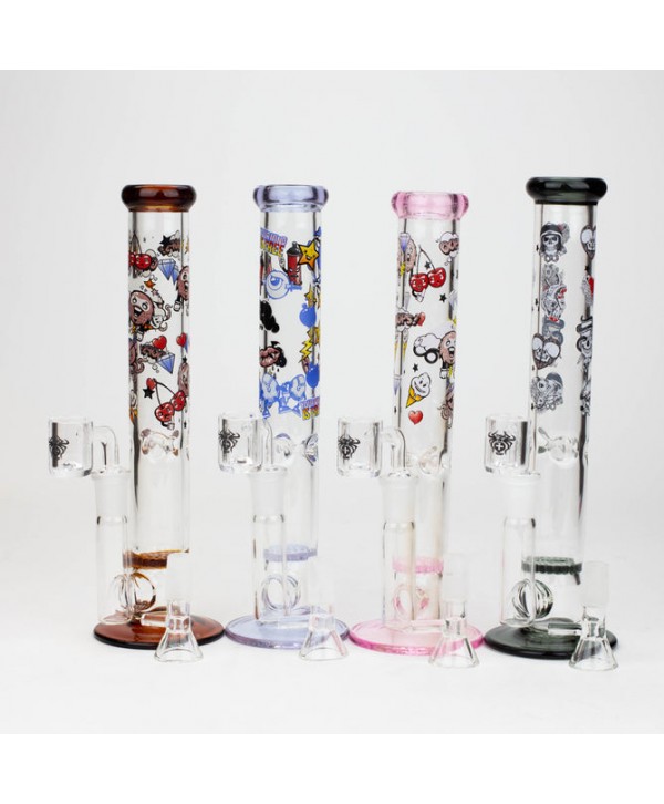XTREME 9.5" 2-in-1 Straight Tube Glass Bong with Honeycomb Diffuser