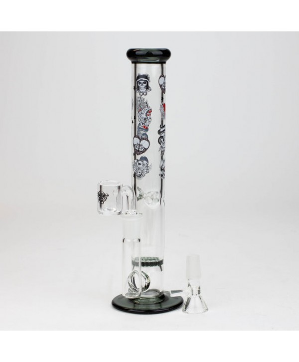 XTREME 9.5" 2-in-1 Straight Tube Glass Bong with Honeycomb Diffuser