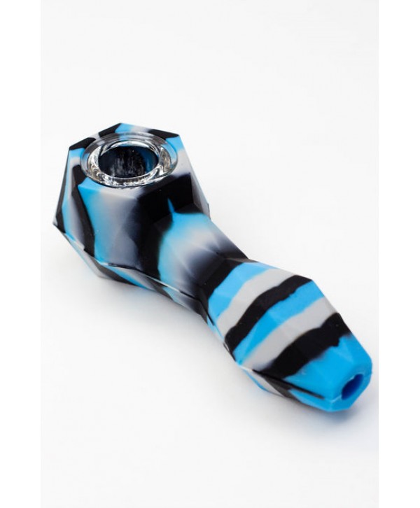 Multi Coloured Silicone Hand Pipe with Glass Bowl