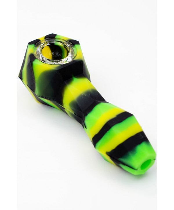 Multi Coloured Silicone Hand Pipe with Glass Bowl