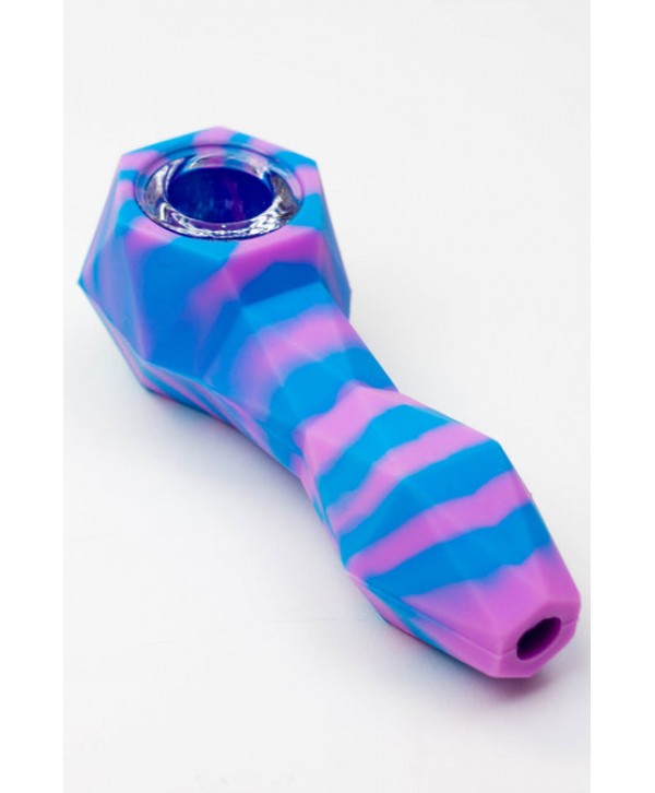 Multi Coloured Silicone Hand Pipe with Glass Bowl