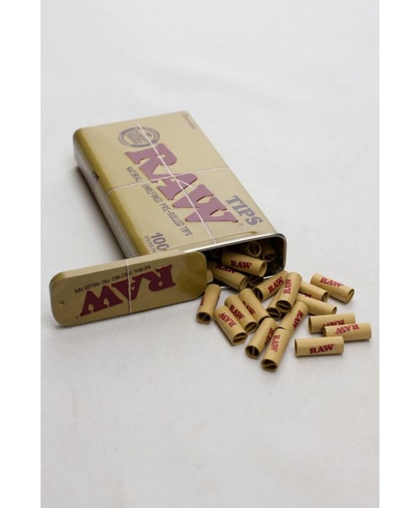 RAW Rolling paper pre-rolled filter tips 100 in a tin case