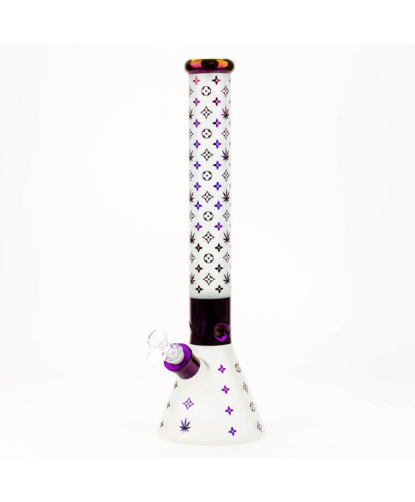 Luxury Pattern 17.5"  7 mm Frosted Glass Beaker Bong