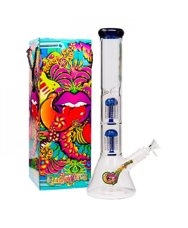 GanjaVibes 14" Double Tree Percolator Glass Bong