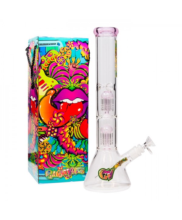 GanjaVibes 14" Double Tree Percolator Glass Bong