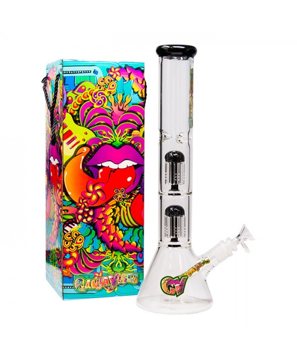 GanjaVibes 14" Double Tree Percolator Glass Bong