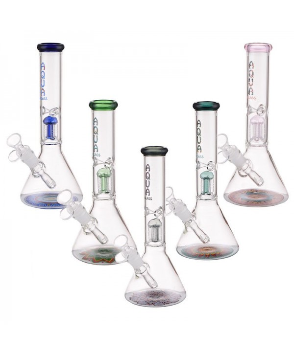 AQUA 10″ Glass Beaker Bong with 5 Arm Percolator And Ice Catcher