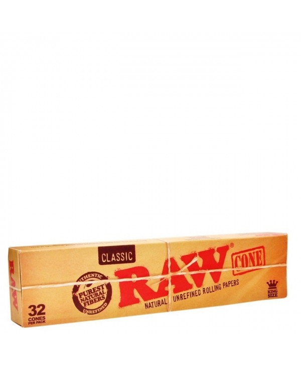 RAW Classic King Size Pre-Rolled Single Pack Cones - 32 Pcs