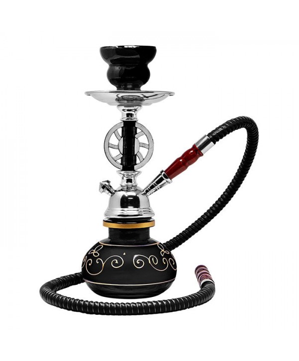 Black Wheel Design 11" Glass Hookah