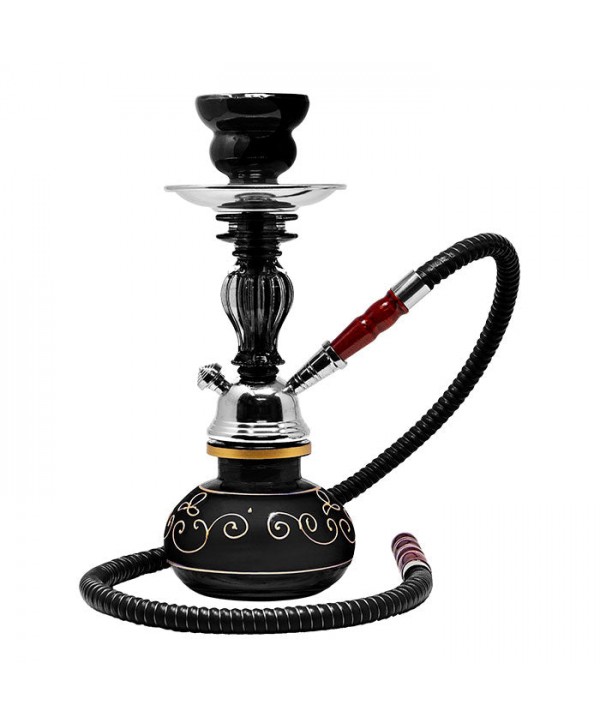 Floral Design Black 11" Glass Hookah