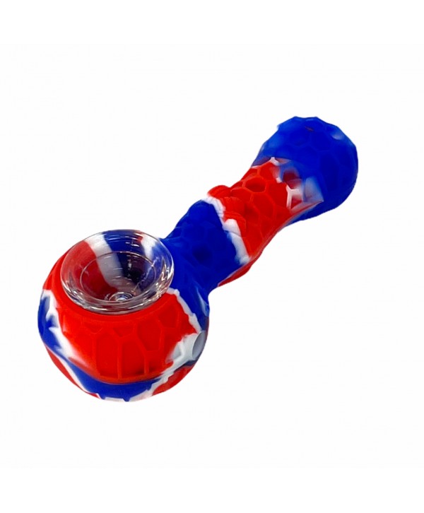 Honey Bee 4" Silicone Hand Pipe with Glass Bowl and Tool