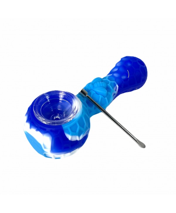 Honey Bee 4" Silicone Hand Pipe with Glass Bowl and Tool