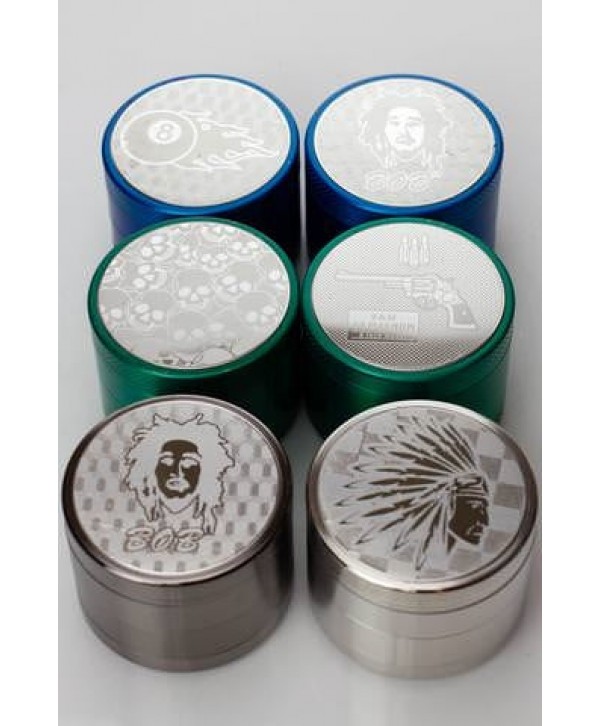 Engraved 4 parts metal grinder 50mm