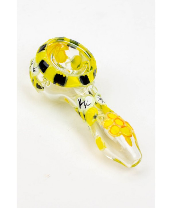 4" Glass Bee Pipe Glow in Dark