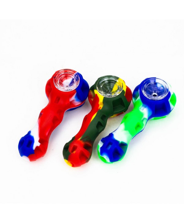Silicone Pipe with Glass Bowl and Dab Tool