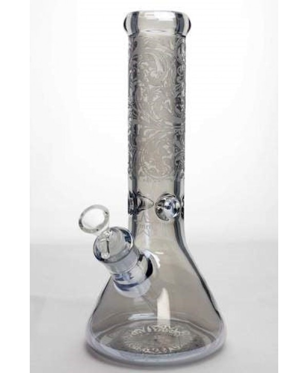 Sandblasted 12" 7mm Metallic Glass Water Bong